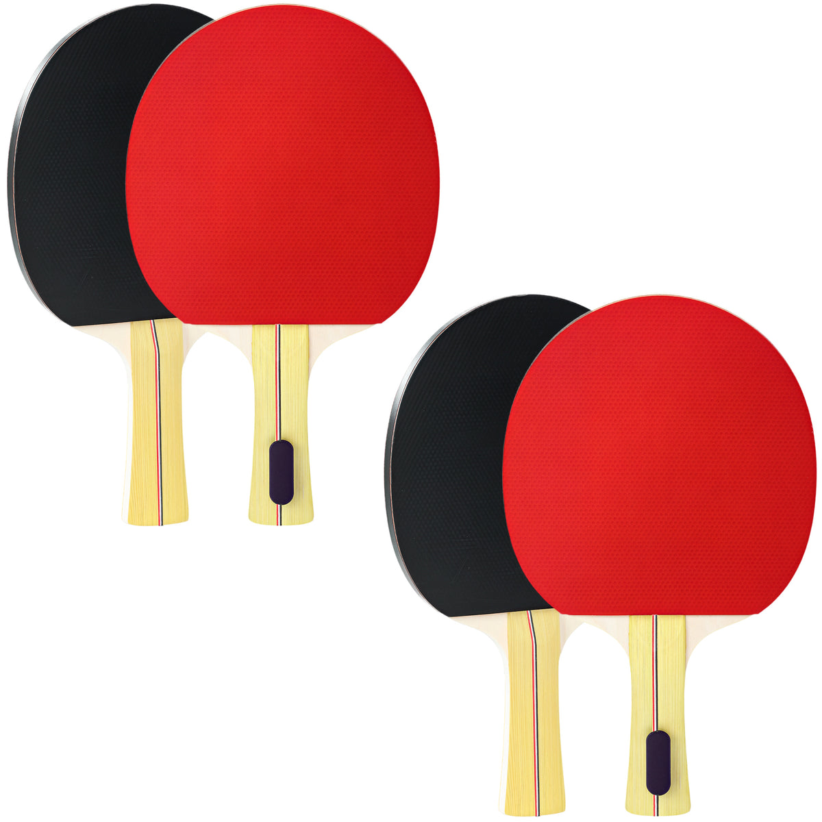 Lot de 4 raquettes de ping-pong, tennis de table 4 raquettes 8 balles 1 sac pour amateurs débutants experts-0