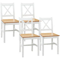Lot de 4 chaises de salle à manger en bois massif chaise de cuisine esprit campagne dossier croisé blanc et chêne-0