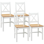 Lot de 4 chaises de salle à manger en bois massif chaise de cuisine esprit campagne dossier croisé blanc et chêne-0