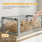 Cage Hamster Rongeur à 3 Niveaux, Base Amovible Profonde, Cabane, Balançoire, 80x50x76cm Gris Clair-4