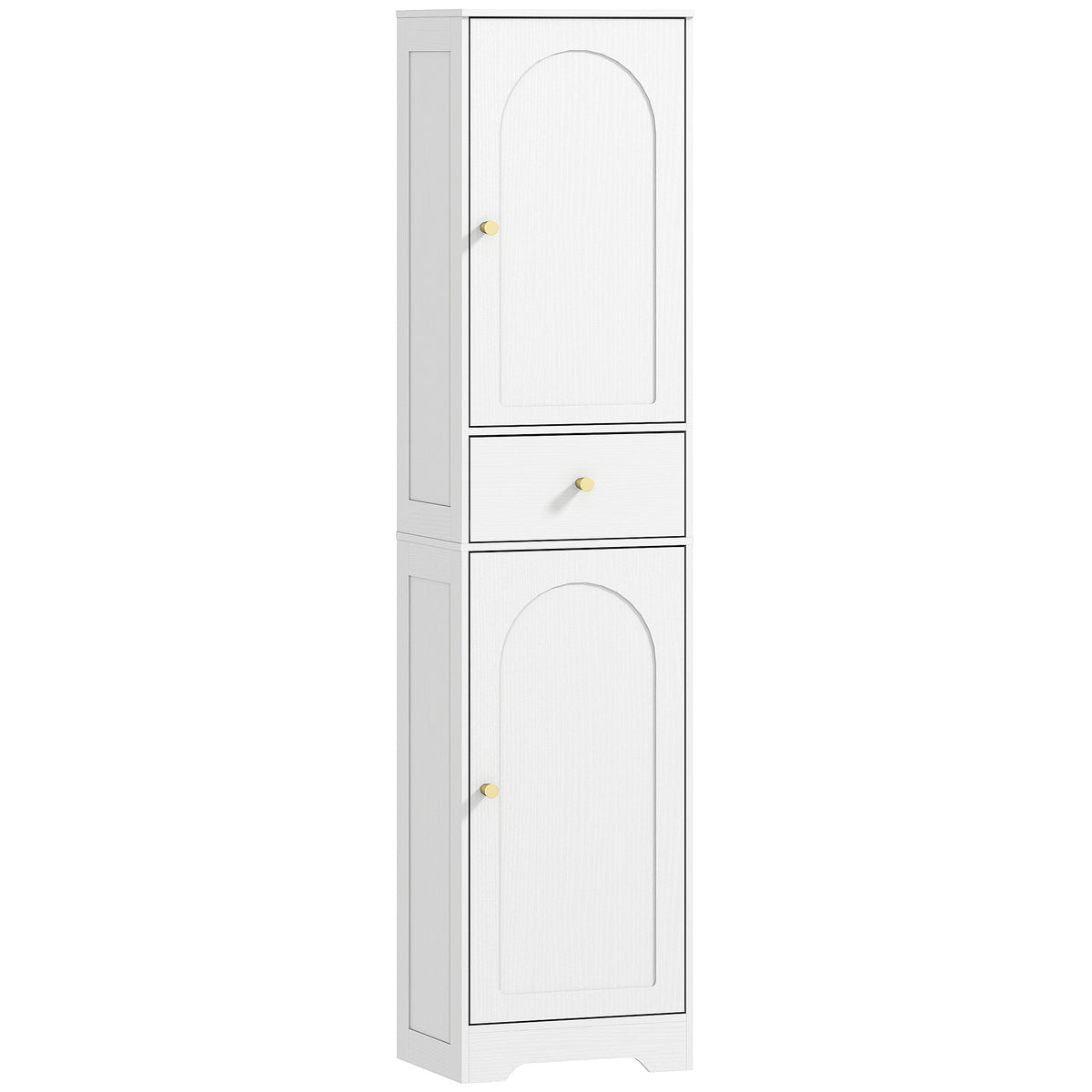 Armoire salle de bain haute meuble de rangement colonne avec placards tiroir et étagères réglables 40x29,5x170cm blanc-0