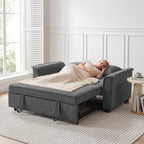 Canapé convertible 2 places, canapé-lit clic-clac en chenille, dossier réglable, 2 coussins, poche latérale, gris-9