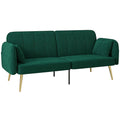 Canapé convertible 2 places canapé-lit canapé clic-clac en tissu velours avec dossier réglable, vert foncé-0