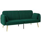 Canapé convertible 2 places canapé-lit canapé clic-clac en tissu velours avec dossier réglable, vert foncé-0