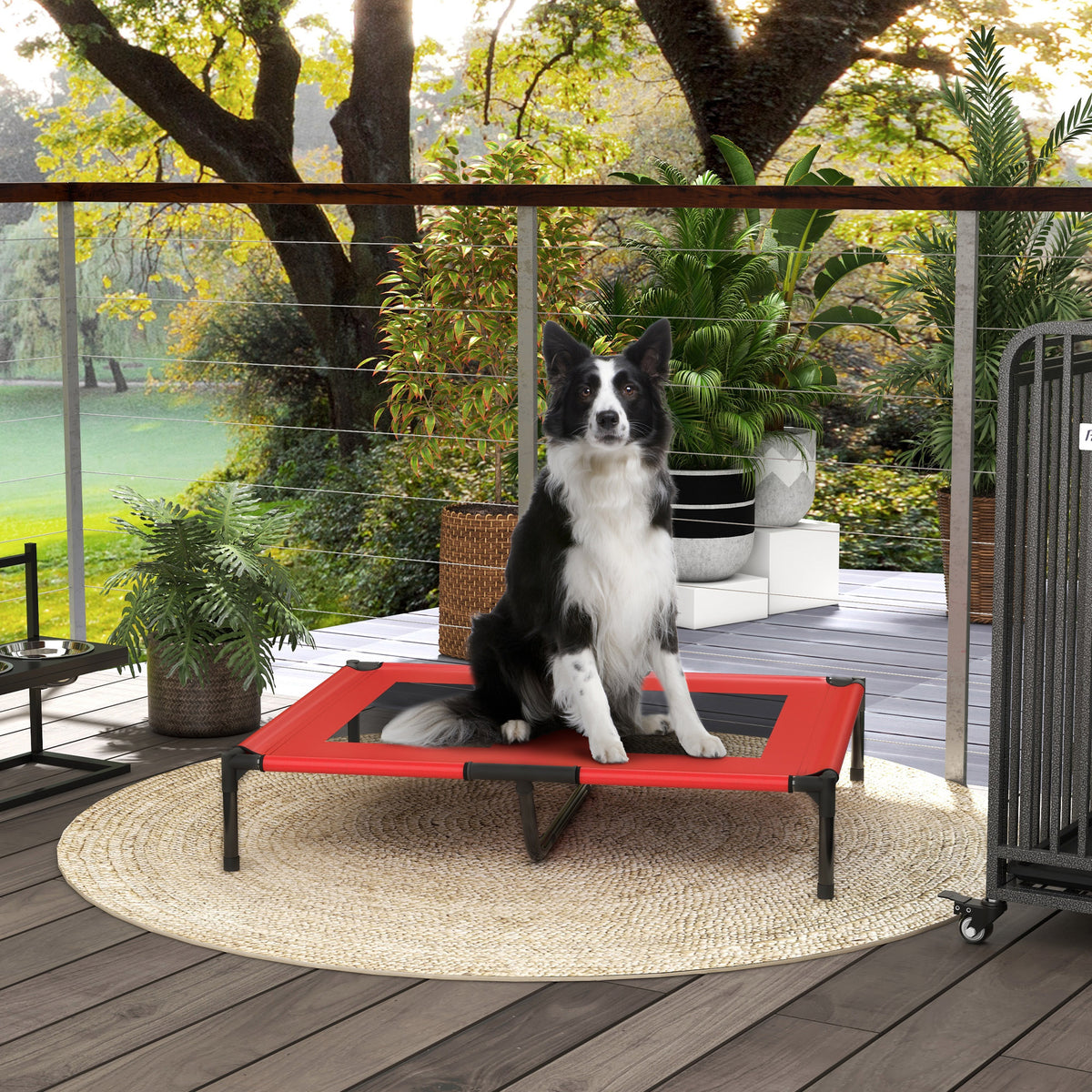 Lit sur pieds lit pour chien chat lit de camp lit surélevé animaux tissu Oxford textilène micro-perforé métal-1