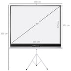 Écran de Projection avec Trépied Pliable 84 Pouces 4K HD 4:3, 180L cm, Écran Vidéoprojecteur, Hauteur Réglable, Angle de Vision 160°, pour Home Cinéma, Films en Intérieur/Extérieur, Blanc-2