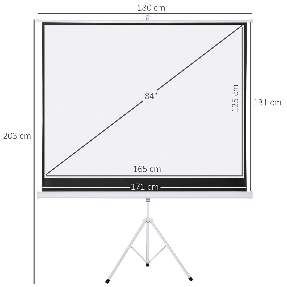 Écran de Projection avec Trépied Pliable 84 Pouces 4K HD 4:3, 180L cm, Écran Vidéoprojecteur, Hauteur Réglable, Angle de Vision 160°, pour Home Cinéma, Films en Intérieur/Extérieur, Blanc-2