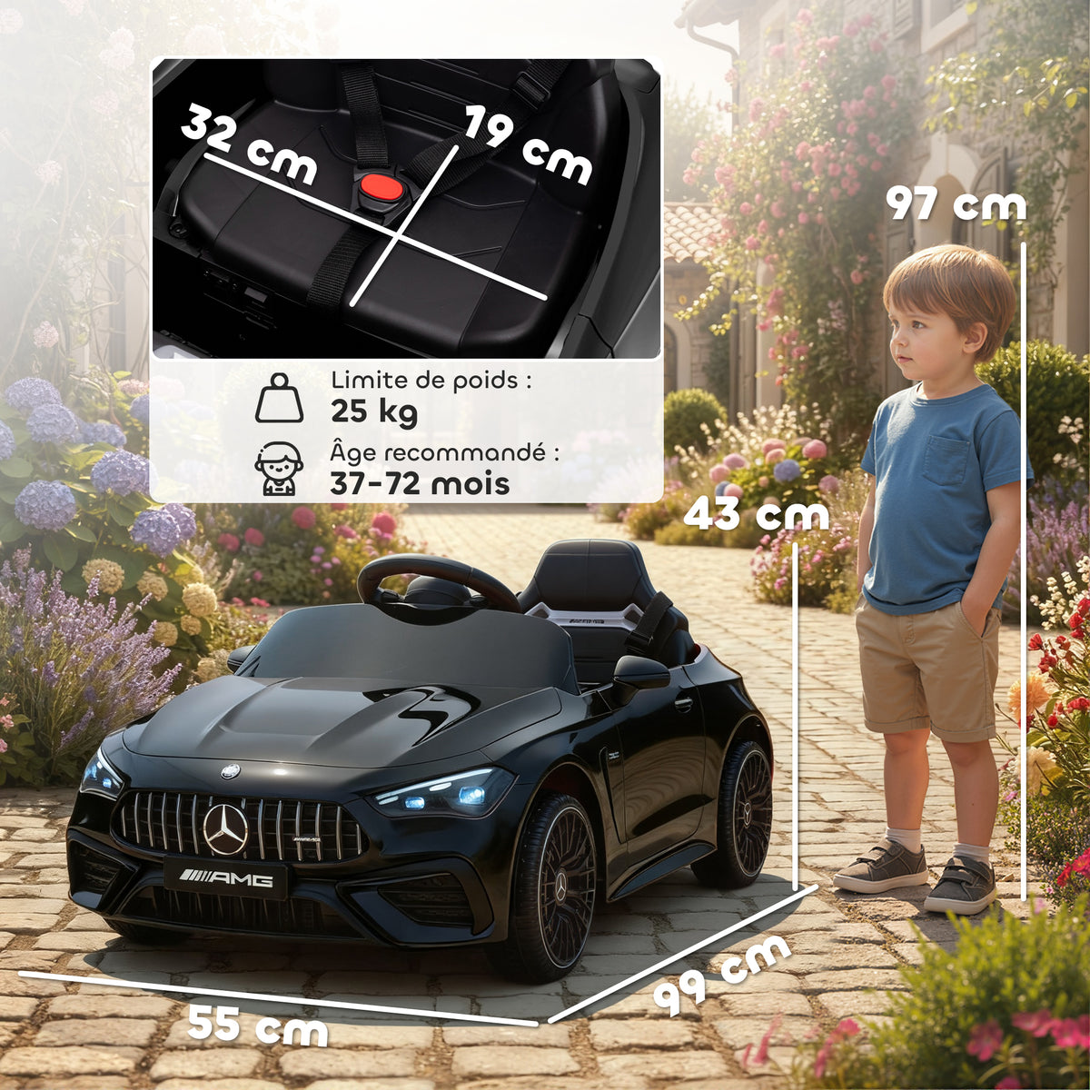 Voiture électrique enfants Mercedes AMG CLE 53 12V 2 moteurs télécommande parentale 2,4G 99 x 55 x 43 cm noir-2
