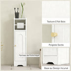 Meuble salle de bain meuble toilettes WC rangement étroit avec étagère réglable gain de place pour petits espaces blanc-6