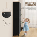 Armoire de cuisine hauteur 170 cm buffet haut avec 4 portes et étagères ajustable, design moderne, noir-5