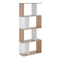 Bibliothèque à 4 niveaux, meuble de rangement en forme de S avec étagères, étagère de rangement pour salon, chambre bureau, 60 x 24 x 148 cm, bois naturel et blanc-0