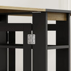 Table à Manger Pliante sur Roulettes, Table de Cuisine pour 2 à 4 Personnes avec Étagères de Rangement, Chêne et Noir-9