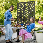 Panneau brise vue décoratif extérieur noir à motif végétal en métal - 122 x 45 x 198 cm-1