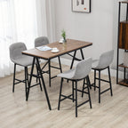 Ensemble table de bar avec tabourets table à manger debout avec 4 chaises rembourrées pieds en acier 120x60x91cm gris-6