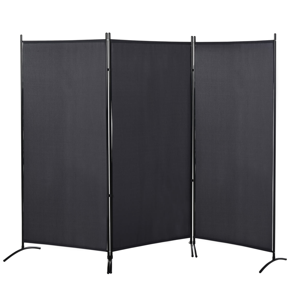 Paravent 3 panneaux dim. 2,53L x 0,5l x 1,82H m Store latéral Brise-Vue paravent sur Pied séparateur métal Polyester-0