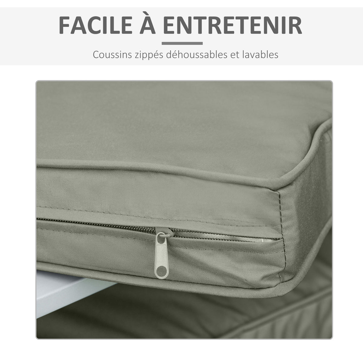 Coussins pour chaise fauteuil de jardin coussins d'assise de dossier déhoussables polyester 56x52/56x46cm gris foncé-3