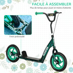 Trottinette patinette scooter enfant grandes roues de 6 à 12 ans hauteur réglable frein arrière béquille vert-4
