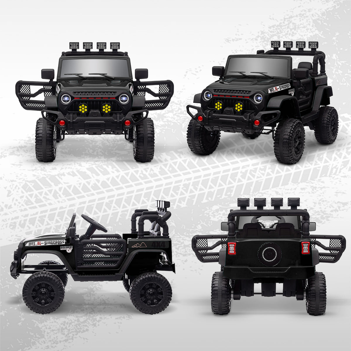 Voiture électrique enfants UTV avec télécommande 2,4G, 2 moteurs 12 V, musique, klaxon, lumières LED, 100x63x65cm, noir-8