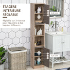Ensemble de Meuble sous lavabo, armoire avec miroir et meuble colonne pour salle de bain en bois chêne Clair Gris-6