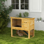 Clapier à lapin en bois 2 étages avec 3 portes plateau coulissant rampe toit bitumé 85 x 50 x 80 cm jaune-7
