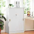 Armoire de Bureau 2 Portes coulissantes verrouillables dim. 80L x 40l x 120H cm 2 étagères en Bois Blanc-8