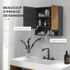 Armoire murale miroir de salle de bain placard de rangement 2 portes 55 x 17 x 55 cm naturel gris foncé-3