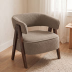 Fauteuil de salon en tissu bouclette, chaise rembourrée, assise large, dossier ergonomique, 70 x 64 x 71 cm, marron-1