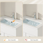Ensemble de Meubles de Salle de Bain 4 Pièces, Mural, avec Miroir, Meuble sous Vasque, Lavabo et Armoire Haute, Blanc-6