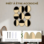 Décoration murale en métal, sculpture murale en métal, design unique à plusieurs disques, 60 x 60 cm, naturel et noir-4
