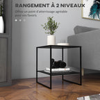 Table basse d'appoint carrée style industriel en métal noir avec une étagère - 40 x 40 x 45 cm noir-3
