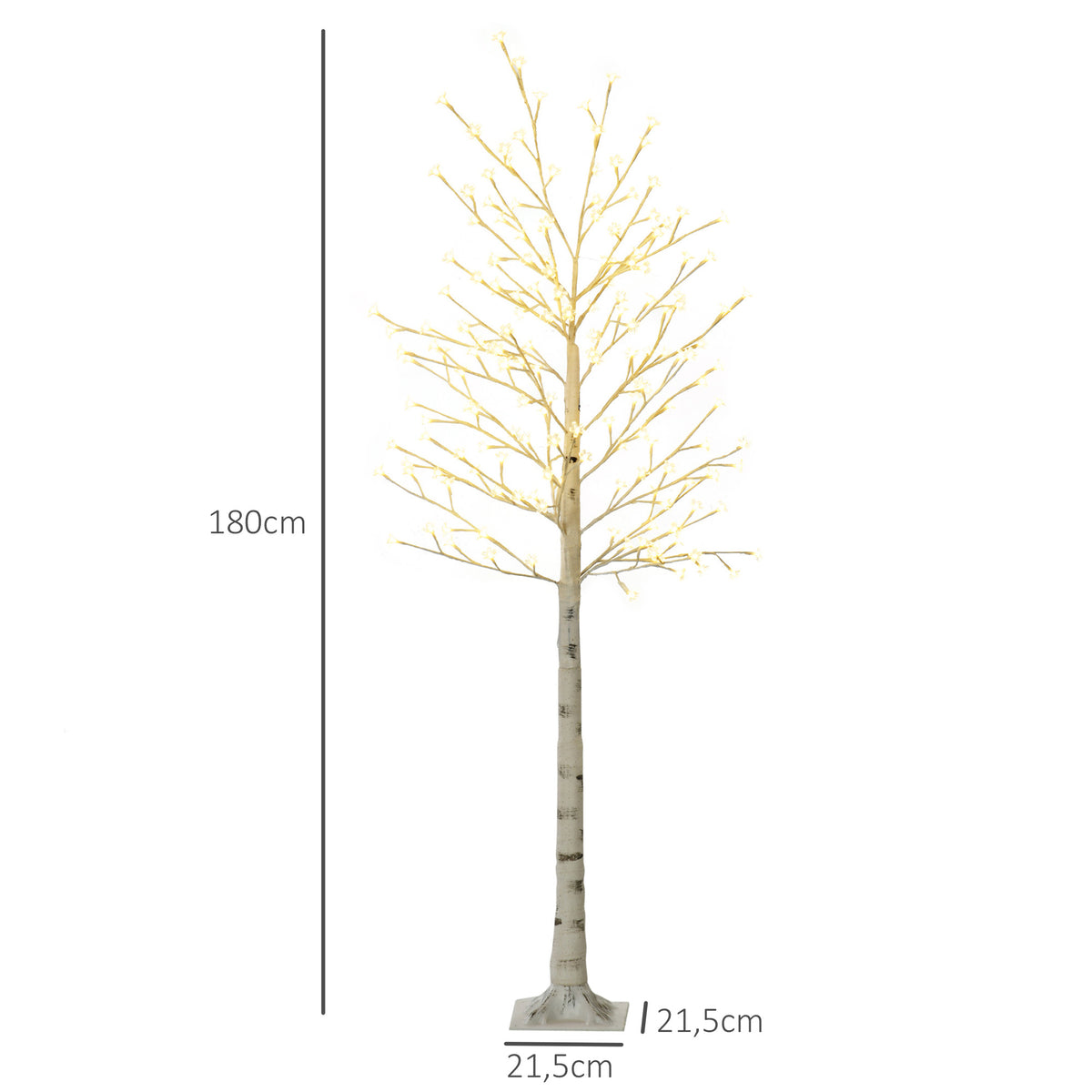 Arbre Lumineux LED 180 cm 180 LEDs Blanc Chaud, Arbre Artificiel de Cerisier en Fleurs, IP44, Intérieur Extérieur, Blanc-2