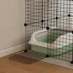 Clôture pour animaux domestiques lapin enclos intérieur 4 niveaux modulable panneaux grillagés 105 x 105 x 140 cm noir-8