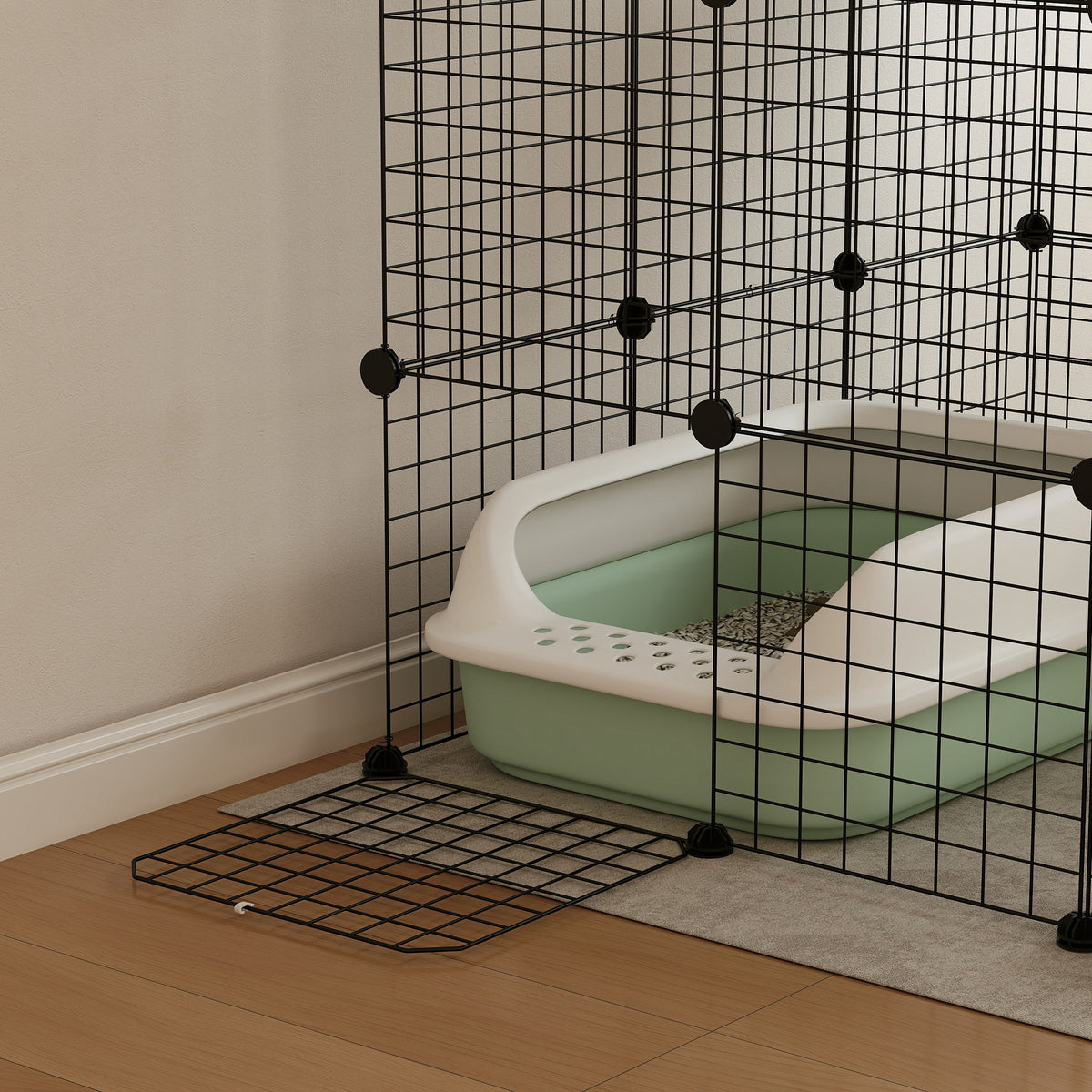 Clôture pour animaux domestiques lapin enclos intérieur 4 niveaux modulable panneaux grillagés 105 x 105 x 140 cm noir-8