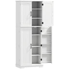 Buffet haut cuisine, armoire de cuisine, 4 portes, 10 niches, 8 porte-épices et étagères réglables, 60x35x162cm, blanc-0