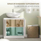 Meuble salle de bain sous Lavabo - meuble sous-vasque - placard 2 portes avec étagère blanc-5