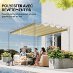Toile de toit pour pergola tonnelle rétractable de 4 x 3 m - toile uniquement 350 x 260 cm beige-4