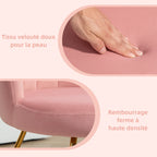Fauteuil coquillage chaise coiffeuse fauteuil en velours fauteuil de salon avec pieds en acier 69 x 64 x 80 cm rose-4