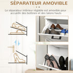 Meuble à chaussures, 2 portes abattants, étagères réglables, pour entrée, couloir, 54 x 24 x 82,5 cm, blanc-5
