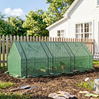 Mini Serre de Jardin mini serre tunnel 270L x 90l x 90H cm toit pointu Acier PE Haute densité 140 g/m² Anti-UV 3 fenêtres avec Zip enroulables Vert-8