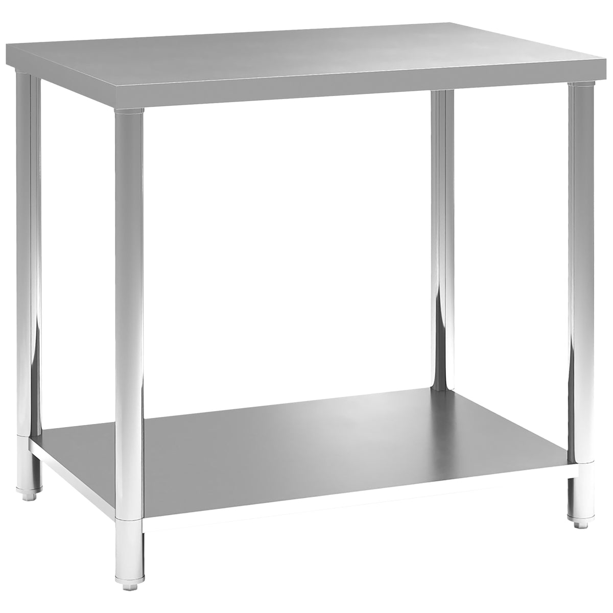 Table de travail en acier inoxydable 2 étagère, pour cuisine, garage, jardin, 90 x 60 x 86 cm, argenté-0