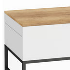 Table Basse Extensible avec Plateau Coulissant, Table de Salon avec Rangement Caché et Pieds en Acier, Blanc-9