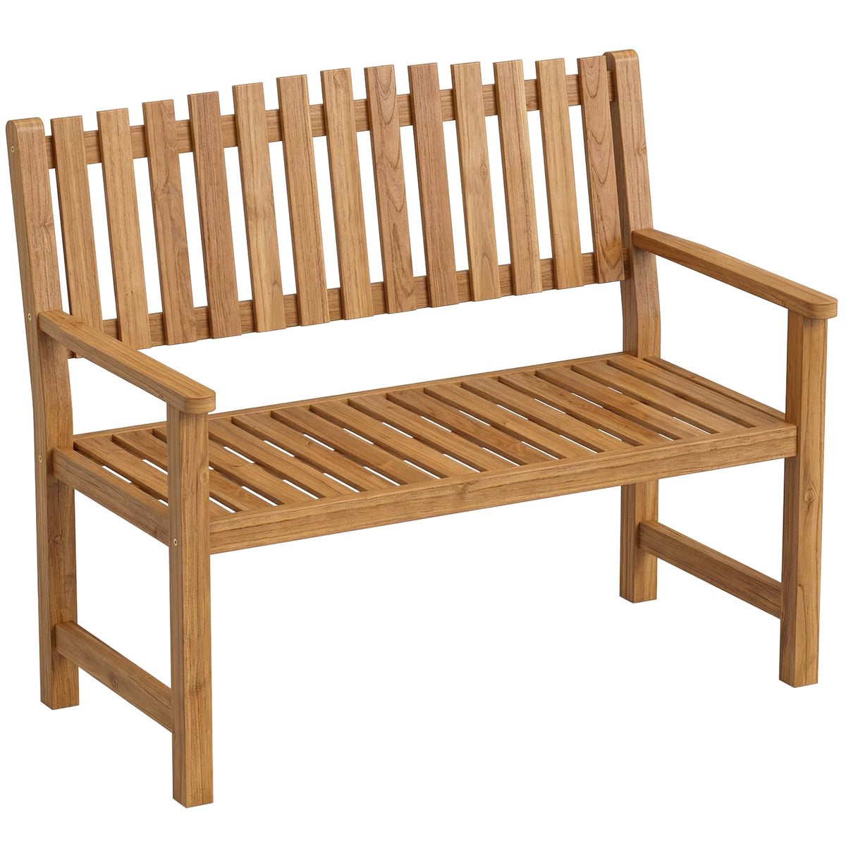 Banc de Jardin Banquette de Terrasse 2 Places Charge Max. 320kg Accoudoirs 112 x 64 x 92 cm Bois d'Acacia Naturel-0