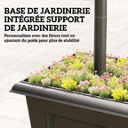 Lampadaire Extérieur sur Pied à 3 Têtes avec Bac à Fleurs, Capteur Automatique Crépuscule à L'aube, 52x52x185cm, Noir-5