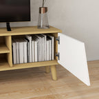 Meuble TV pour télévision jusqu'à 65 pouces design scandinave 2 portes 2 niches avec passe-câbles 150 x 30 x 42 cm-7