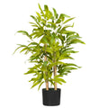 Bambou artificiel plantes artificielles hauteur 60 cm - tronc branches lichen feuilles grand réalisme pot inclus-0