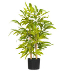 Bambou artificiel plantes artificielles hauteur 60 cm - tronc branches lichen feuilles grand réalisme pot inclus-0