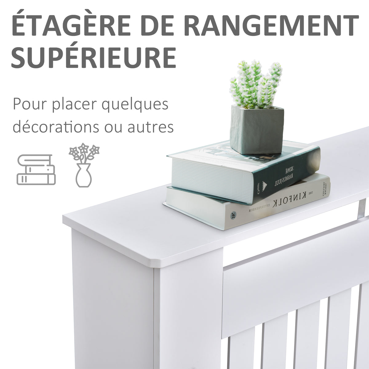 Cache-radiateur couverture radiateur Design couverture radiateur Panneau Cabinet 112L x 19l x 81H cm MDF Blanc-3