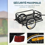 Remorque vélo remorque de transport pour vélo 70L 139L x 71,5l x 49H cm barre d'attelage universelle acier noir-3