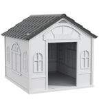 Niche pour Chien Extérieur avec Toit en Pente et Porte Avant Ouverte, pour Chiens Moyens et Grands, 84,2x98,2x82cm, Gris-0