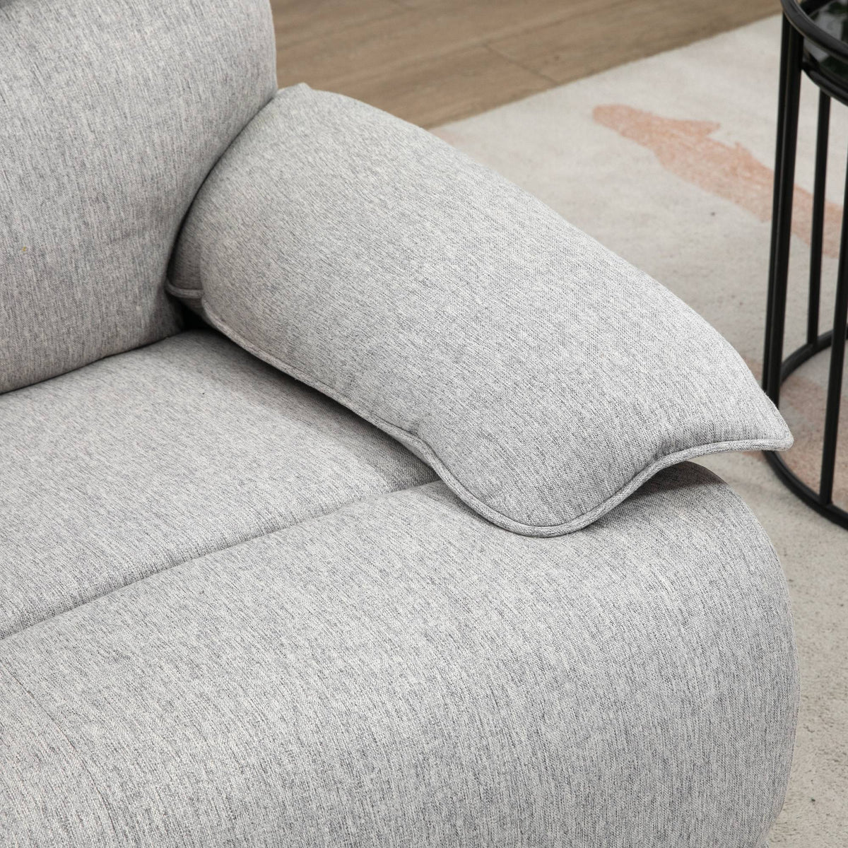 Fauteuil de relaxation inclinable manuellement avec repose-pied ajustable tissu aspect lin gris clair-7